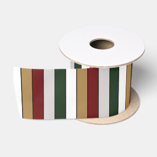 Weihnachts-Gold-Grün-Rot-Silber-und-Weiß-Streifen Satinband