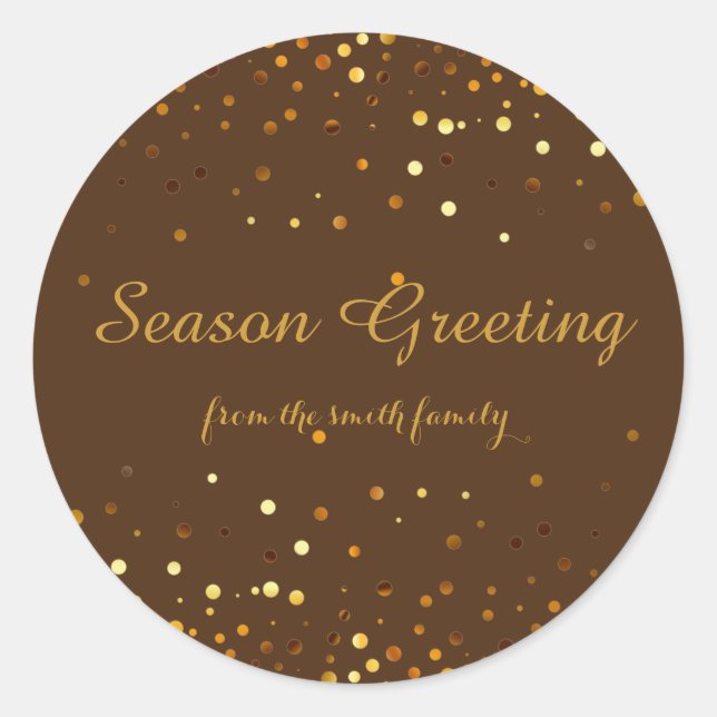 Weihnachts-Gold-Imitate Glitzer Festlich Runder Aufkleber (Vorderseite)