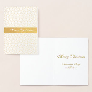 Weihnachts-Gold-Pattern-Stars Personalisiert Folienkarte