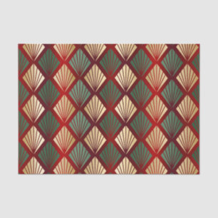 Weihnachts-Gold-Rot-Grün Art Deco Seidenpapier