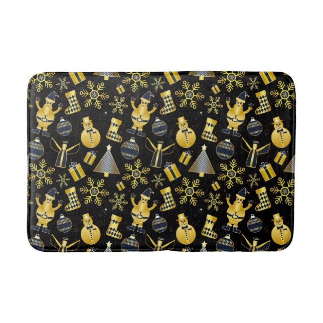 Weihnachts-Gold Santa Snowman-Strumpf-Geschenkmust Badematte (Vorderseite)