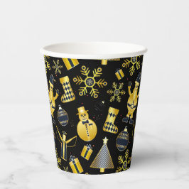 Weihnachts-Gold Santa Snowman-Strumpf-Geschenkmust Pappbecher