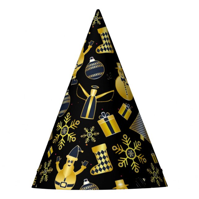 Weihnachts-Gold Santa Snowman-Strumpf-Geschenkmust Partyhütchen (Vorderseite)