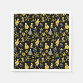 Weihnachts-Gold Santa Snowman-Strumpf-Geschenkmust Serviette