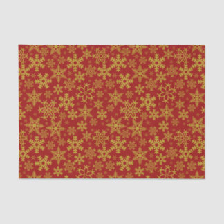 Weihnachts-Gold-Schneeflocken auf rotem Hintergrun Seidenpapier