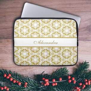 Weihnachts-Gold-Schneeflocken-Muster Personalisier Laptopschutzhülle