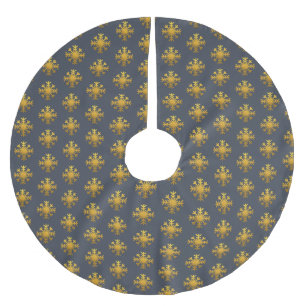 Weihnachts Gold Snowflake Muster Dunkelblau Polyester Weihnachtsbaumdecke