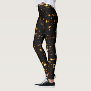 Weihnachts Gold Stars Festivals Schwarz Leggings