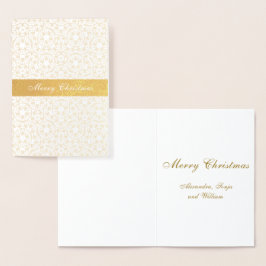 Weihnachts-Gold-Stars-Muster Personalisiert gelb Folienkarte