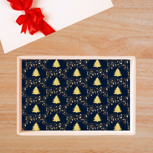 Weihnachts-Gold-Stars und -Bäume mit Bausteinen Seidenpapier
