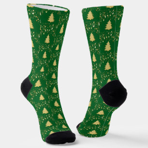 Weihnachts-Gold-Sterne-Bäume & Grün Unisex Erwachs Socken