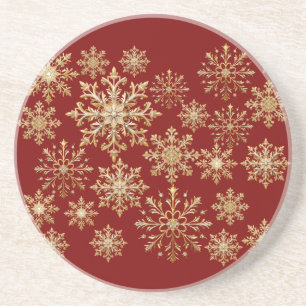 Weihnachts-Gold und Rote Schneeflocke Getränkeuntersetzer