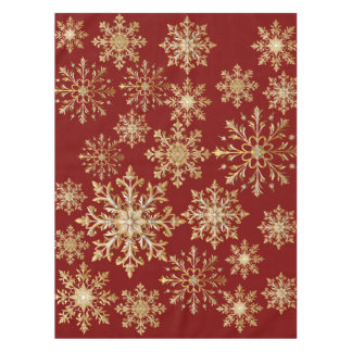 Weihnachts-Gold und Rote Schneeflocke Tischdecke