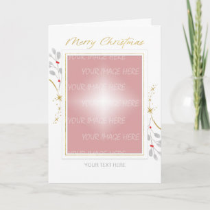 Weihnachts-Gold-Weiß-Grau-Foto-Grenze Feiertagskarte