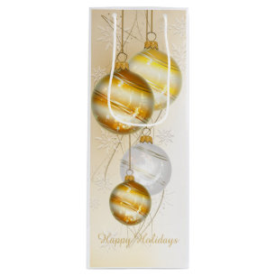 Weihnachts-Gold-White-Ball-Ornamente Geschenktüte Für Weinflaschen