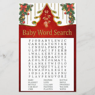 Weihnachts-Goldbaum-Baby-Shower-Wortsuchspiel