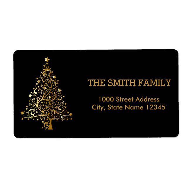 Weihnachts-Goldbaum mit schwarzem Hintergrund (Vorne)