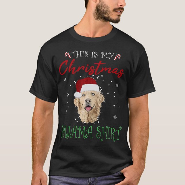 Weihnachts Golden Retriever Geschenk Pajama Doppy  T-Shirt (Vorderseite)