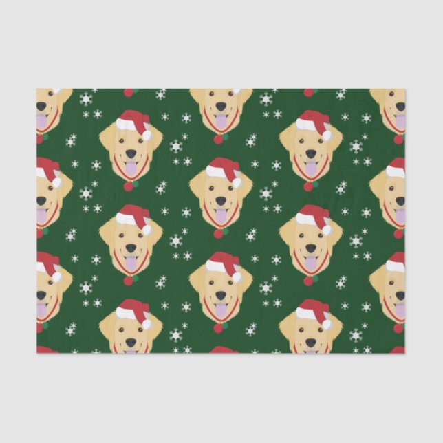 Weihnachts-Golden Retriever Hund Seidenpapier (Vorderseite)