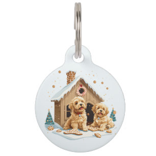 Weihnachts Golden Retriever Hunde Gingerbread Haus Haustiermarke