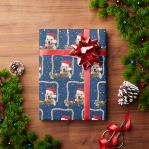 Weihnachts-Golden Retriever im Seilrahmen Geschenkpapier