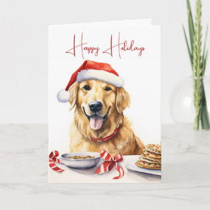 Weihnachts Golden Retriever mit Cookies Karte