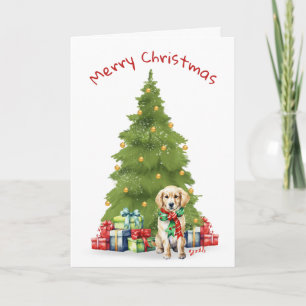 Weihnachts-Golden-Retriever mit Geschenken Feiertagskarte