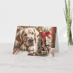 Weihnachts-Golden Retriever mit Hunde-Leckereien Feiertagskarte