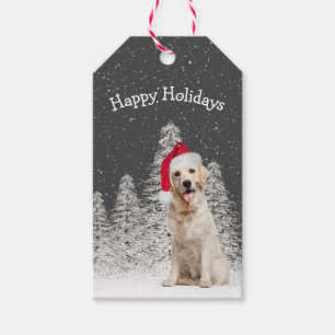 Weihnachts Golden Retriever mit Schneeflocken Geschenkanhänger