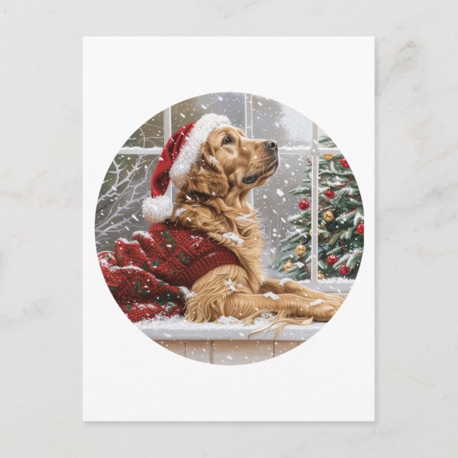 Weihnachts Golden Retriever Santa Dog Postkarte (Vorderseite)