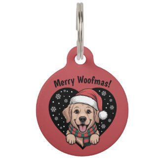 Weihnachts-Golden-Retriever - Santa-Hund Haustiermarke