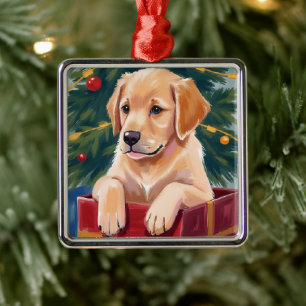 Weihnachts-Golden-Retriever-Welpen-Geschenk Ornament Aus Metall