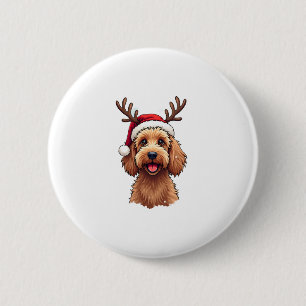 Weihnachts-Goldendoodle-Hund-Rentier-Feiertags-Doo Button