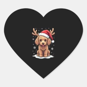 Weihnachts-Goldendoodle-Hund-Rentier-Feiertags-Doo Herz-Aufkleber