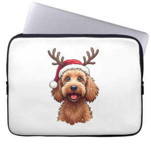 Weihnachts-Goldendoodle-Hund-Rentier-Feiertags-Doo Laptopschutzhülle