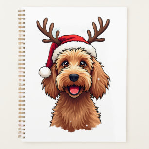 Weihnachts-Goldendoodle-Hund-Rentier-Feiertags-Doo Planer