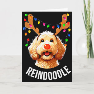 Weihnachts-Goldendoodle-Rentier-Doodle-Hund Reindo Karte