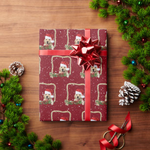Weihnachts Goldener Retriever im Seilrahmen Geschenkpapier