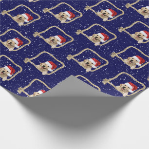 Weihnachts Goldener Retriever im Seilrahmen Geschenkpapier