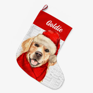 Weihnachts Goldener Retriever mit Hundenname Großer Weihnachtsstrumpf