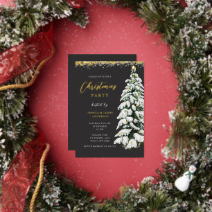 Weihnachts-Goldschneebaum Weihnachtsfest Party Folieneinladung