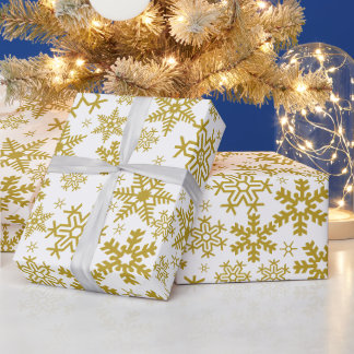 Weihnachts-Goldschneeflocken auf Weiß Geschenkpapier