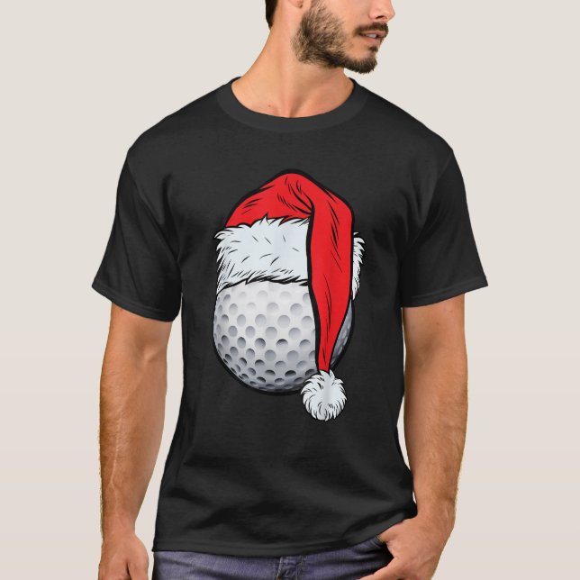 Weihnachts-Golf-Ball Weihnachtsmannmütze Weihnacht T-Shirt (Vorderseite)