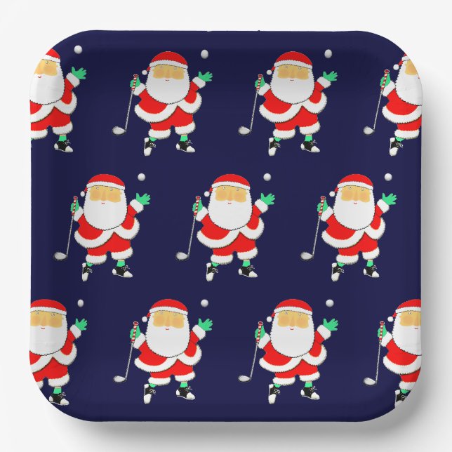 Weihnachts-Golf-Feierparty-Papierteller Pappteller (Vorderseite)