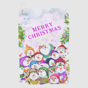 Weihnachts-Golf-Handtuch-Geschenk Happy Snowmans P Golfhandtuch