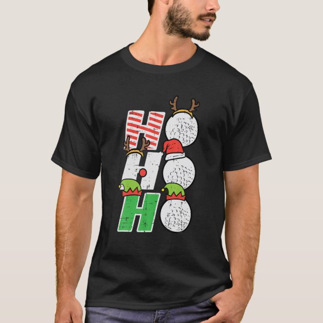 Weihnachts Golf Ho Ho Ho Funny Xmas Golfsport T-Shirt (Vorderseite)