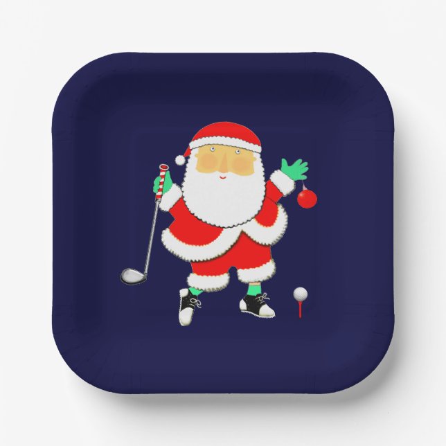 Weihnachts-Golf-Party Pappteller (Vorderseite)