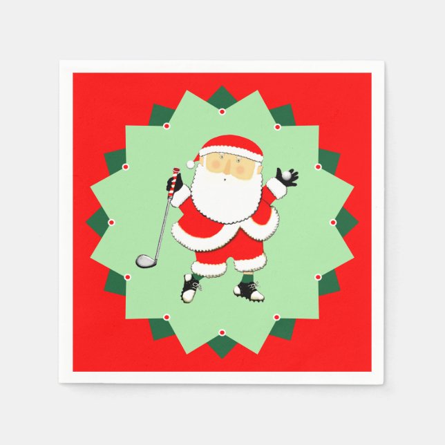 Weihnachts-Golfparty Serviette (Vorderseite)