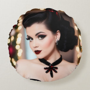 Weihnachts-Goth-Girl Xmas Rund Kissenbezug Rundes Kissen