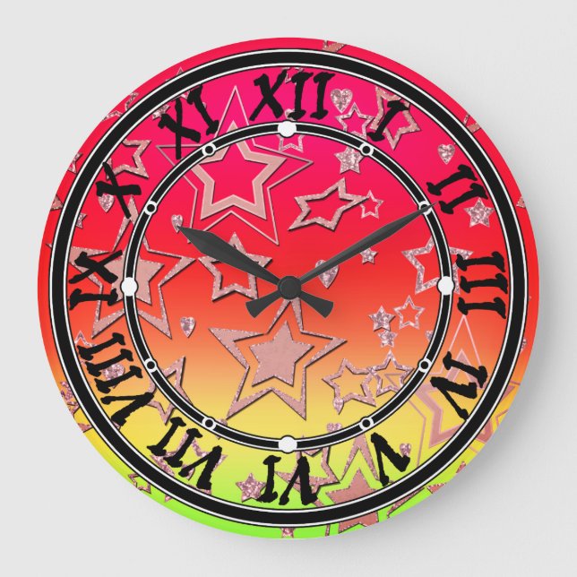 Weihnachts-Gradienten-Glitzer glänzen Konfetti-Ste Große Wanduhr (Vorderseite)